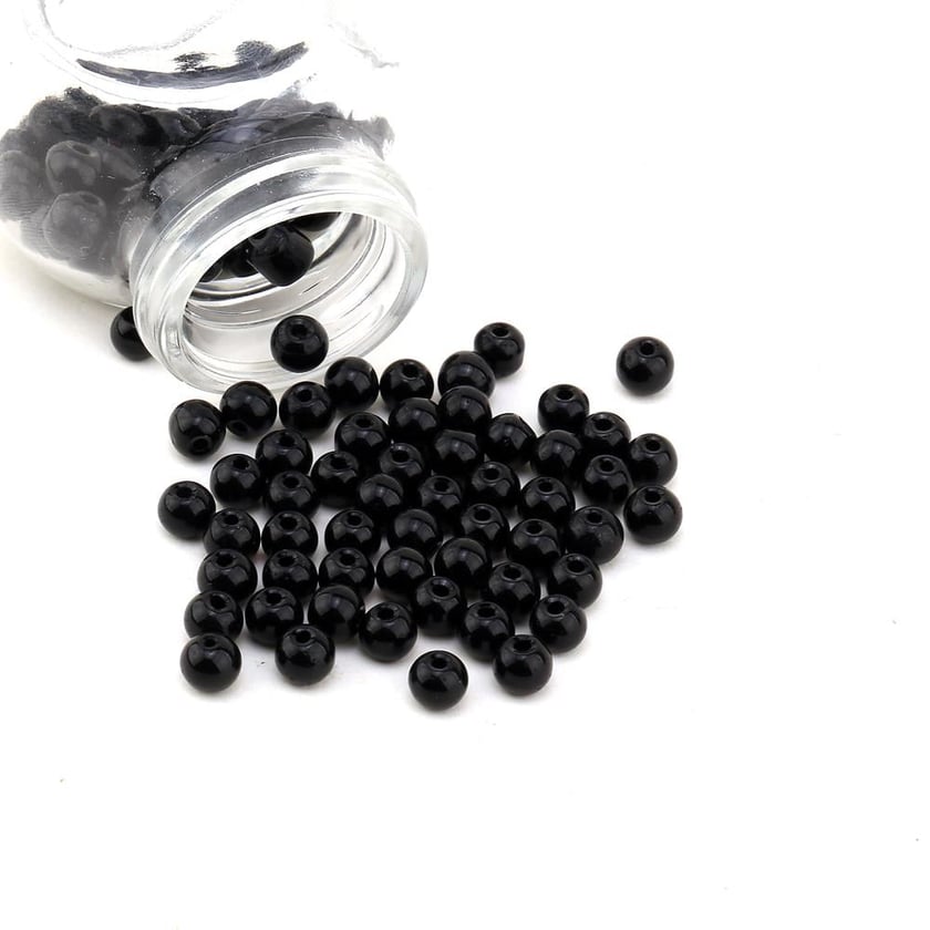 6 mm Siyah Cam inci Boncuk 100 adet