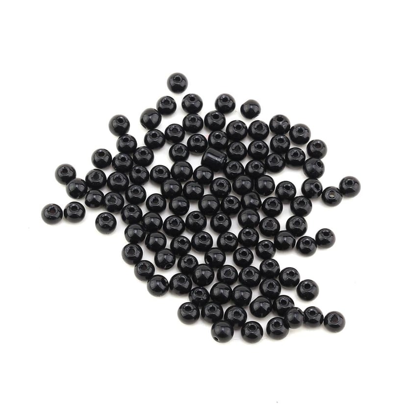 6 mm Siyah Cam inci Boncuk 100 adet