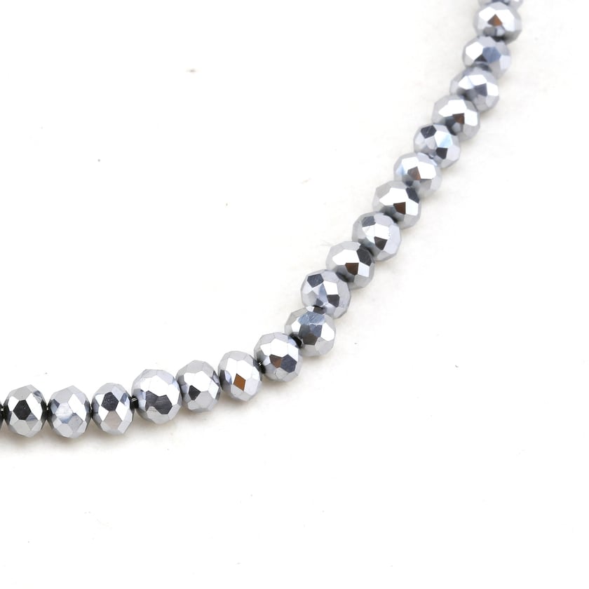 6 mm Tam Gümüş Kristal Cam Boncuk