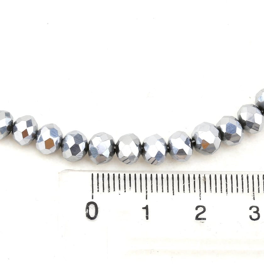 6 mm Tam Gümüş Kristal Cam Boncuk