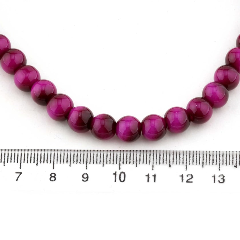 8 mm Fuşya Kaplangözü Görünümlü Cam Boncuk