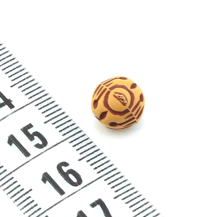 Desenli Ahşap Tahta Boncuk 9 mm 10 Adet