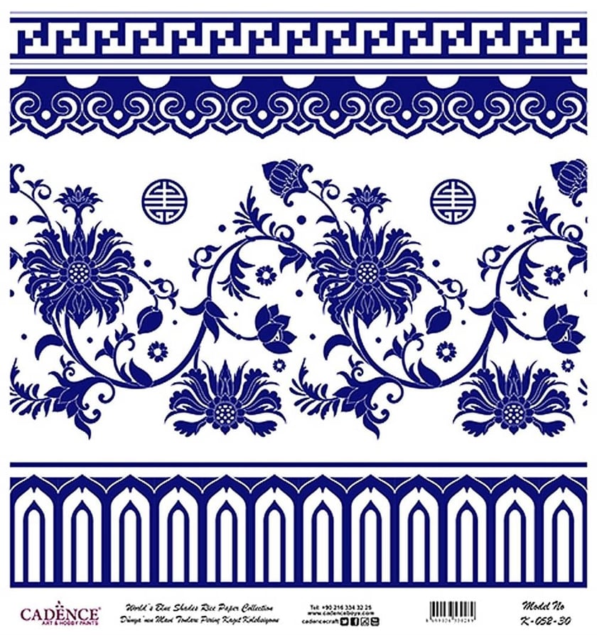 Dünya'nın Mavi Tonları Pirinç Kağıt 30x32 cm - K052