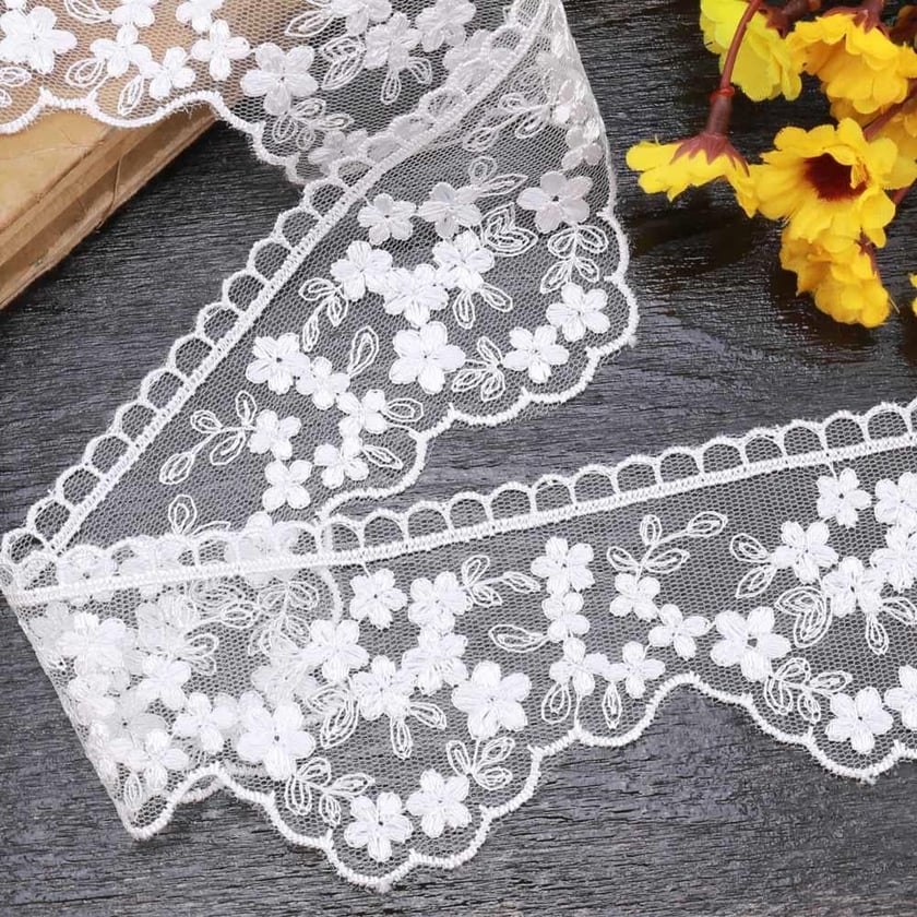 Geniş Güpür Dantel Beyaz 3406