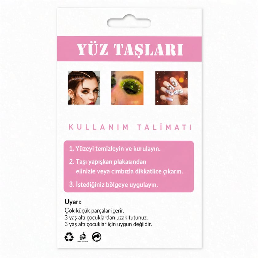 İncili Kalp ve Kelebek Figürlü Yüz & Vücut Taşları Seti