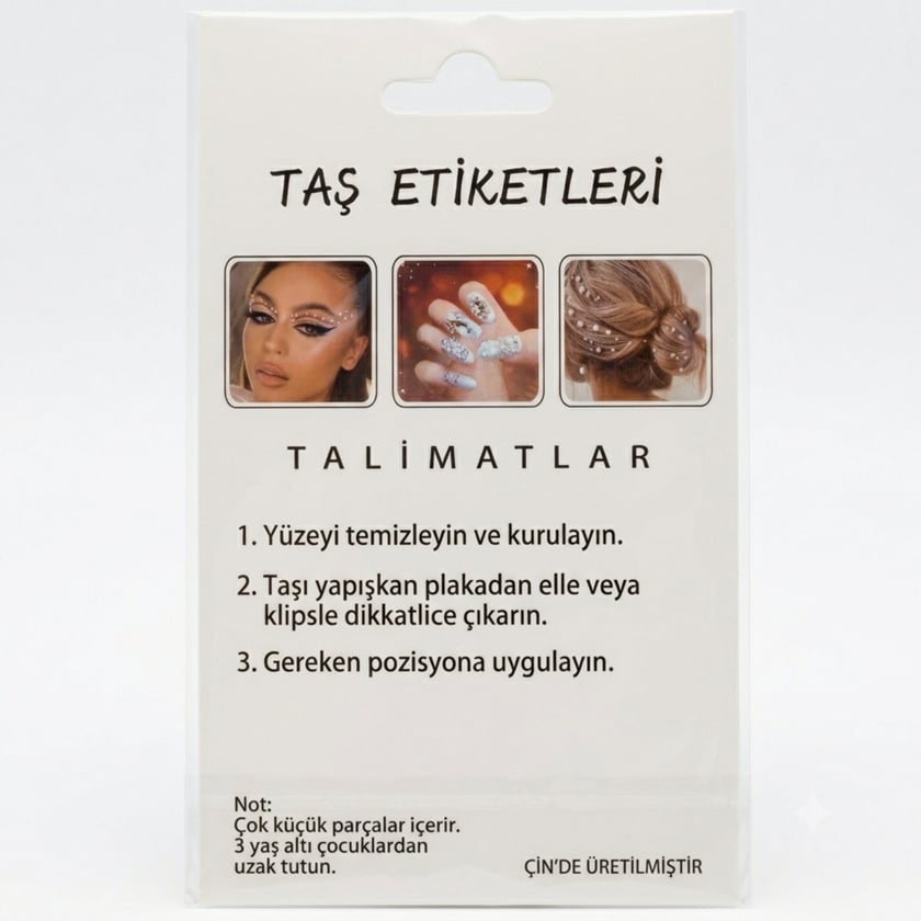 İncili Yüz Cilt Tırnak Taşı Sticker