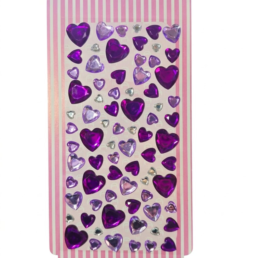 Kalp Figür Rhinestone Yapışkanlı Taş Sticker Seti