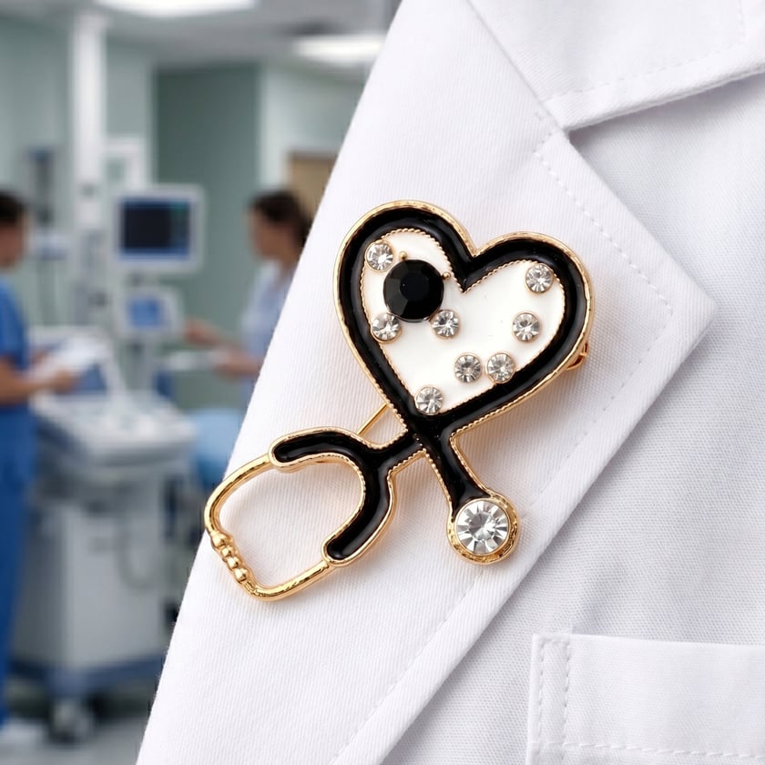 Kalp Formlu Steteskop Doktor Hemşire Broşu