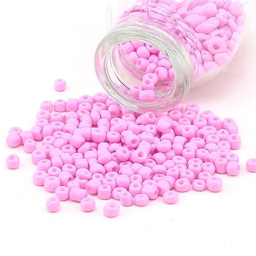 Kesme Kum Cam Boncuk Pembe