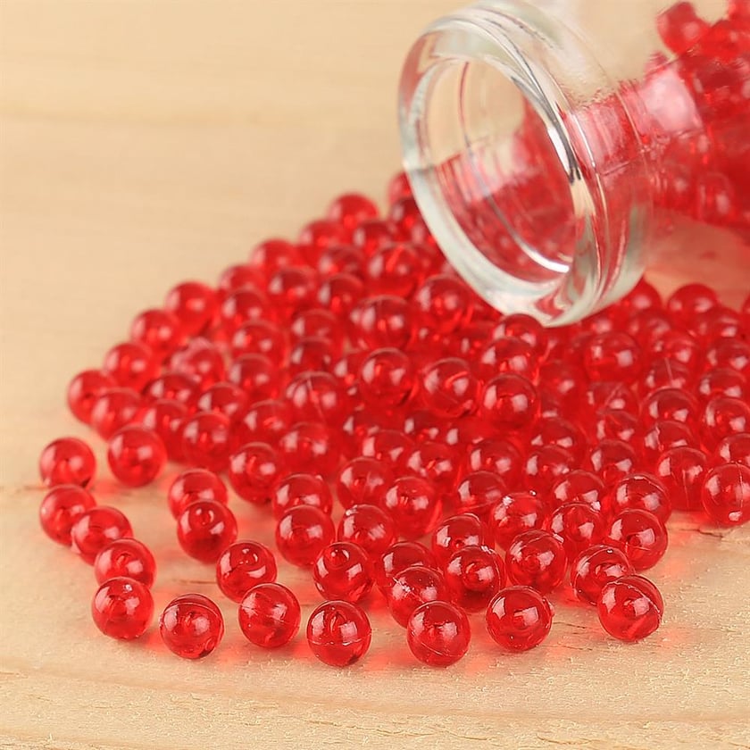 Kırmızı Renk Deliksiz Plastik Boncuk 6 mm