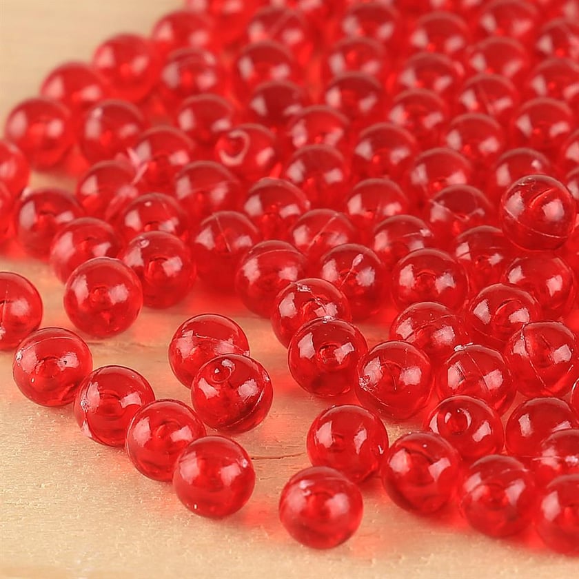 Kırmızı Renk Deliksiz Plastik Boncuk 6 mm