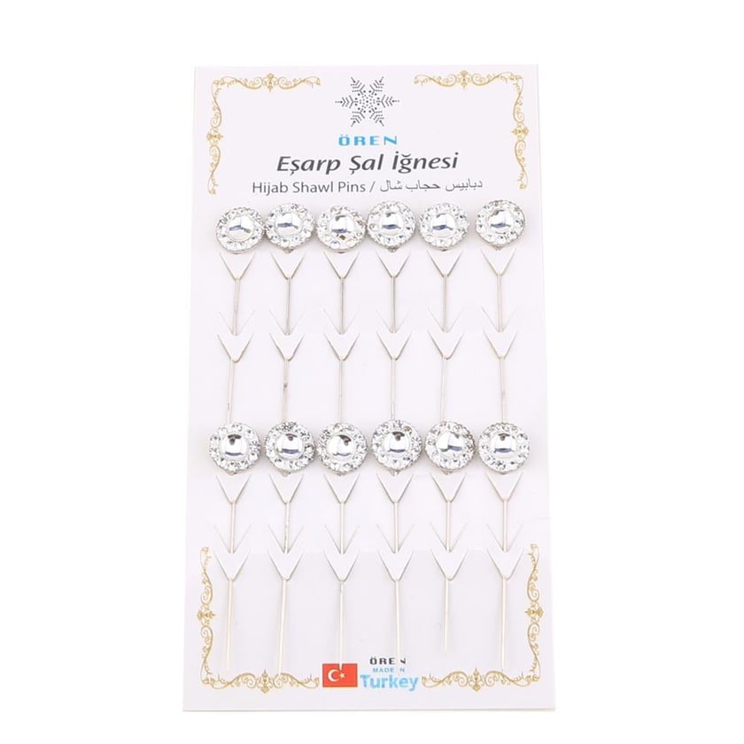 Kristal Taşlı Eşarp İğnesi 12 adet