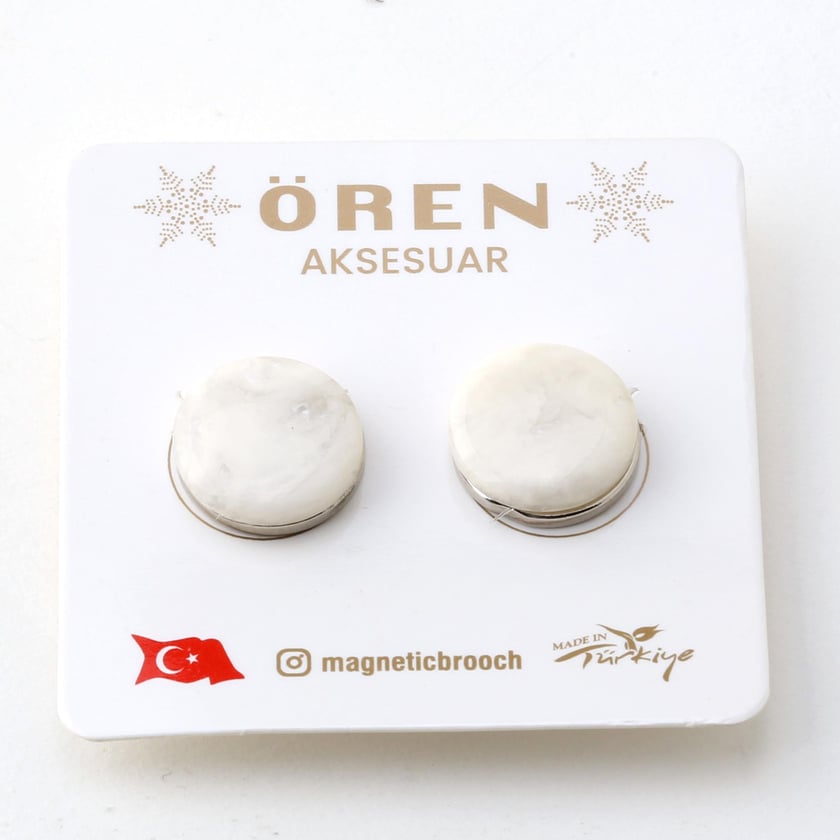 Mermer Görünümlü Mıknatıslı Eşarp Şal Tutucu