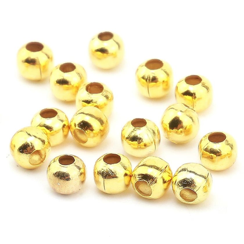 Metal Demir Top Boncuk 4 mm Altın (10 Adet)