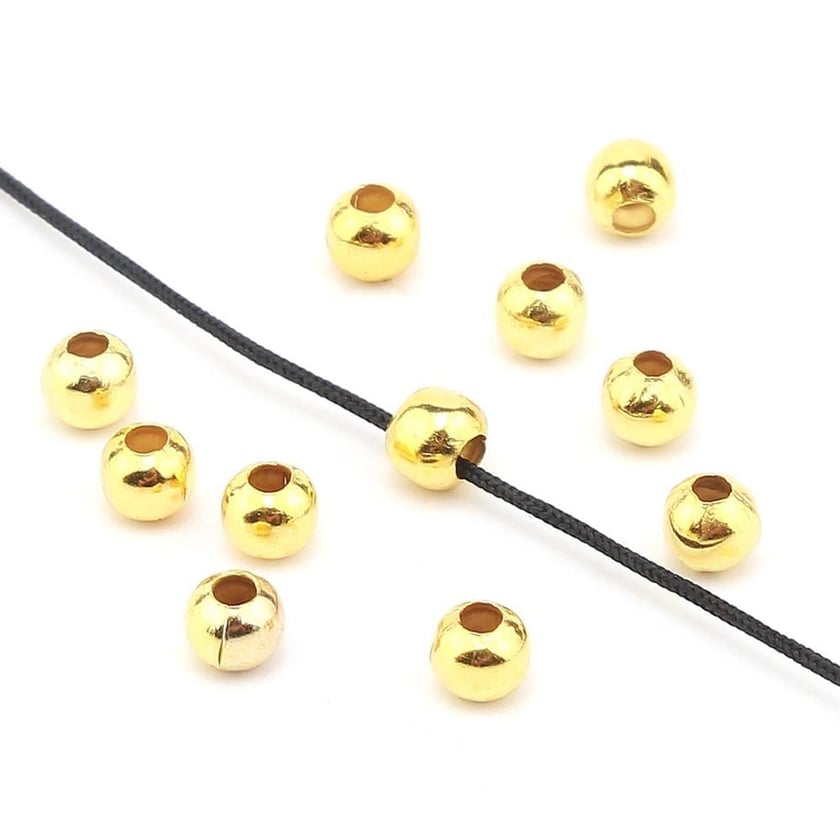 Metal Demir Top Boncuk 4 mm Altın (10 Adet)
