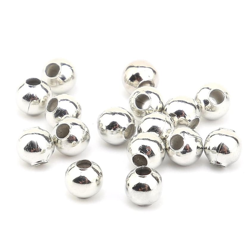 Metal Demir Top Boncuk 4 mm Gümüş (10 Adet)