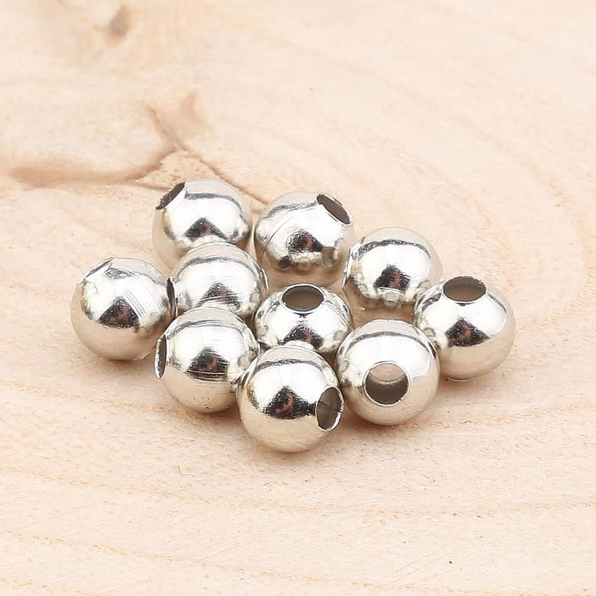 Metal Demir Top Boncuk 6 mm Gümüş (10 Adet)