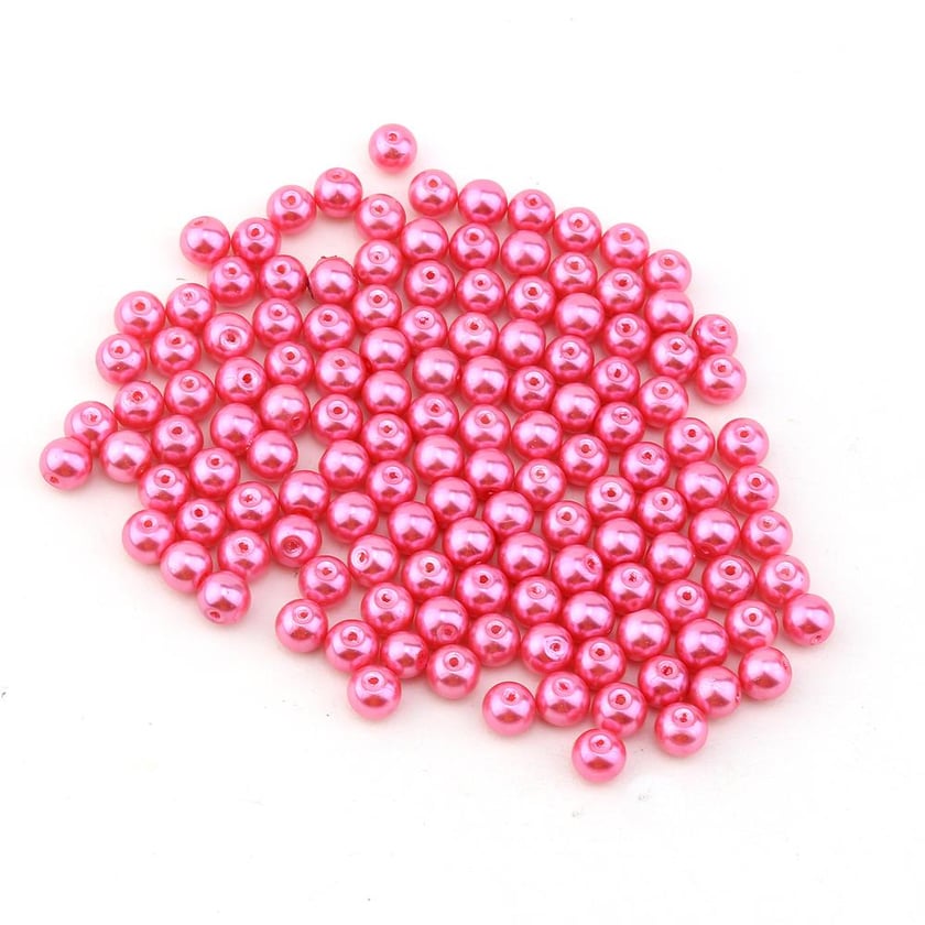 Pembe Cam İnci Boncuk 8 mm 100 adet