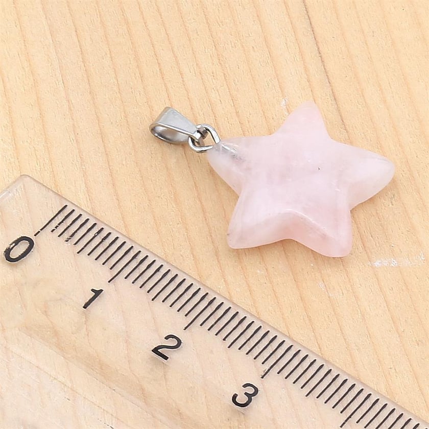 Pembe Kuvars Taşı Yıldız Kolye Ucu