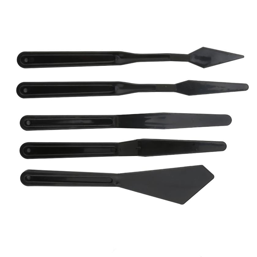 Plastik Spatül Seti Siyah Renk 5li