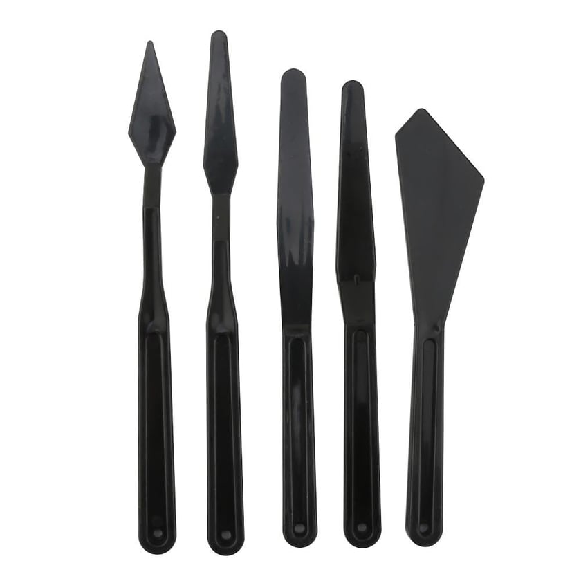 Plastik Spatül Seti Siyah Renk 5li