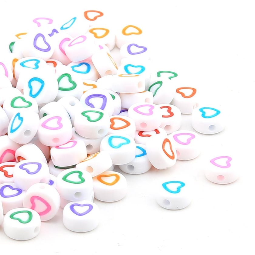 Renkli Kalp Plastik Boncuk