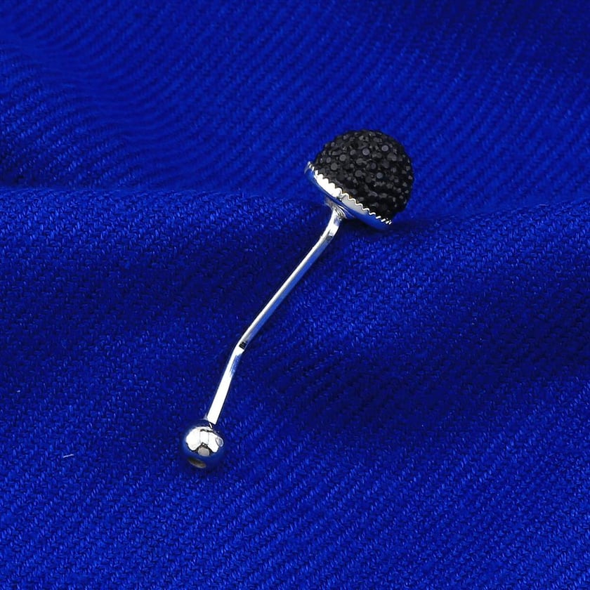 Siyah Polyester Taşlı Eşarp Şal Klipsi