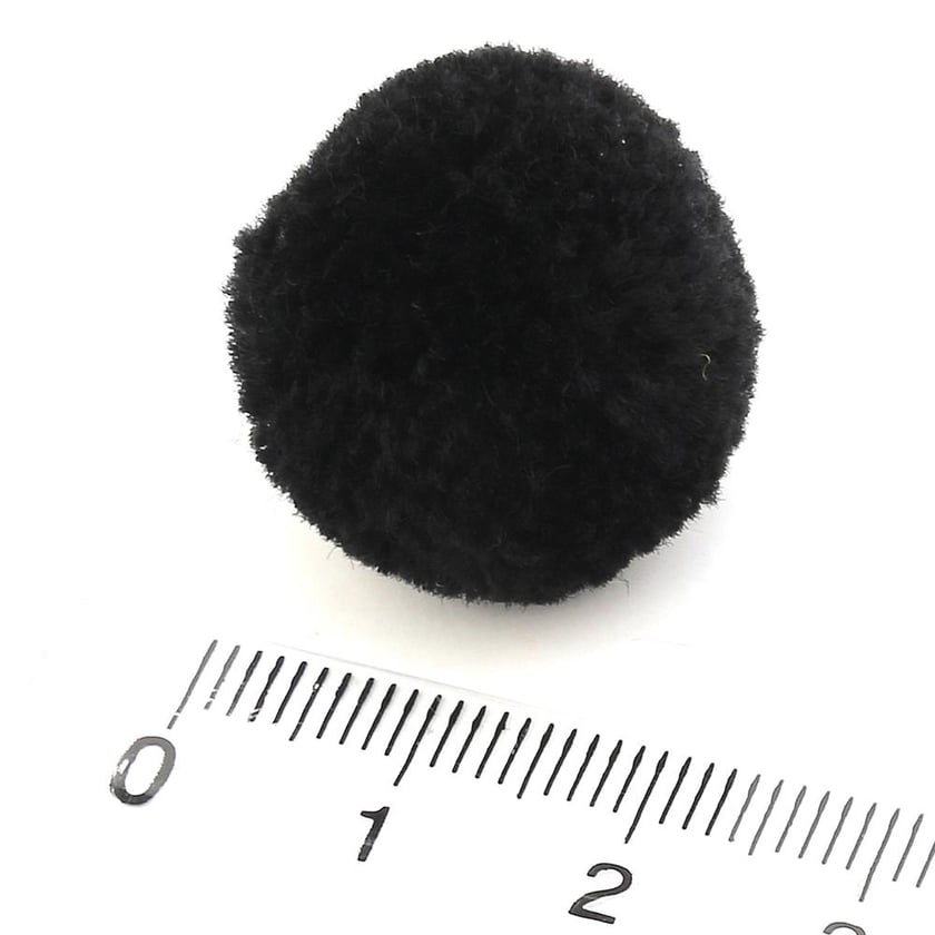 Siyah Yün Ponpon 2 cm 10 Adet