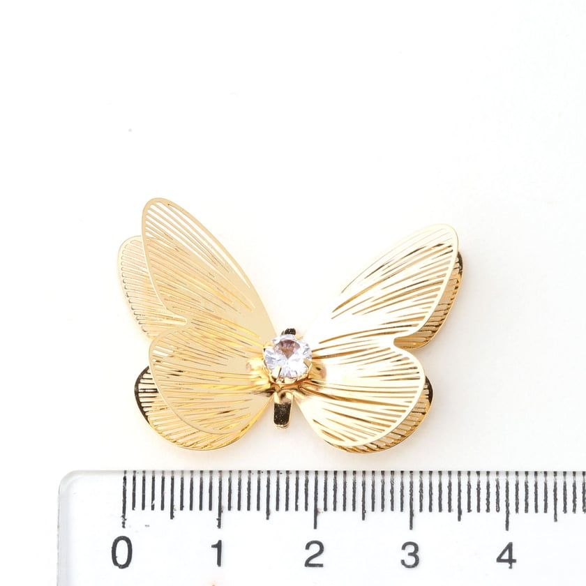 Taşlı Metal Kelebek Süs Gold