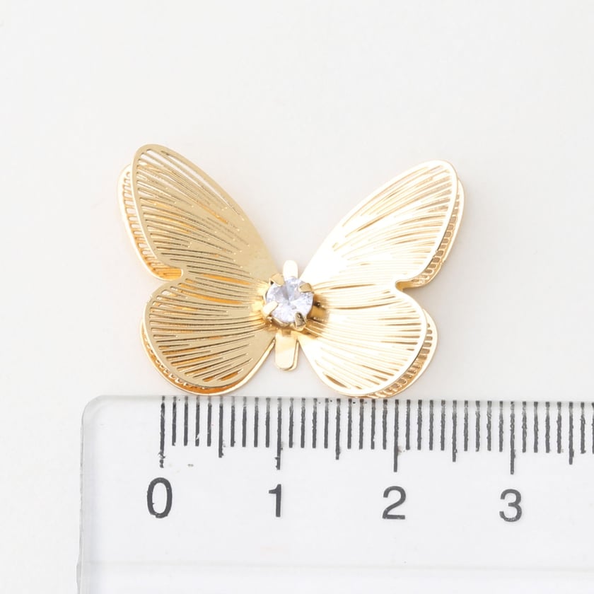 Taşlı Metal Kelebek Süs Gold