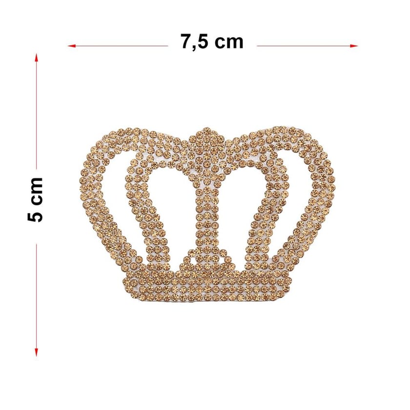Ütüyle Yapışan Gold Taşlı Kral Taç Motif 5 x 7,5 cm