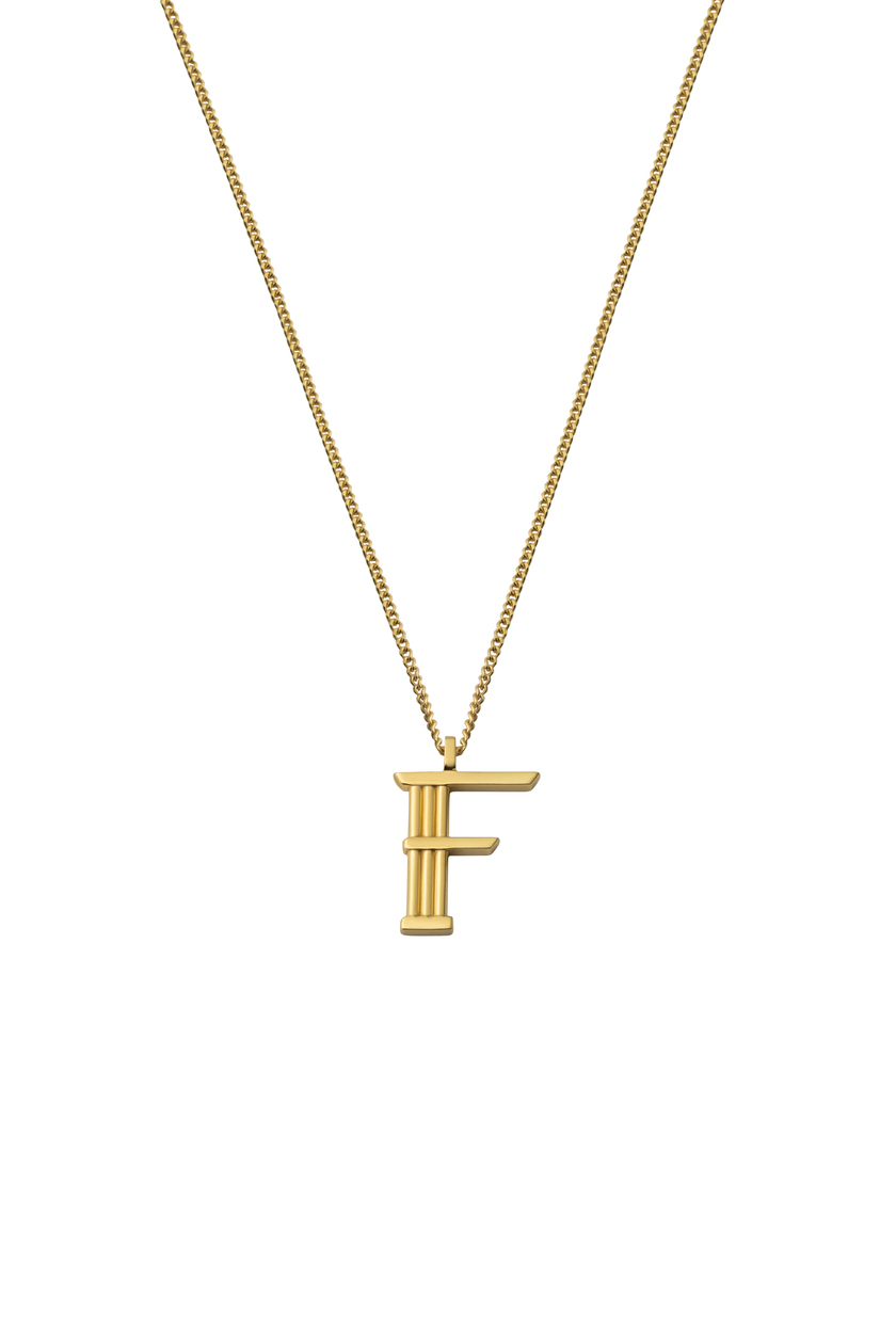 BOLD LETTERS F ALTIN KAPLAMA GÜMÜŞ KOLYE
