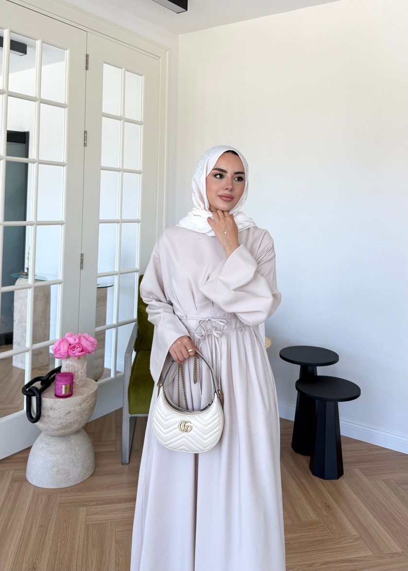 Perla Çift Kemerli Elbise Taş