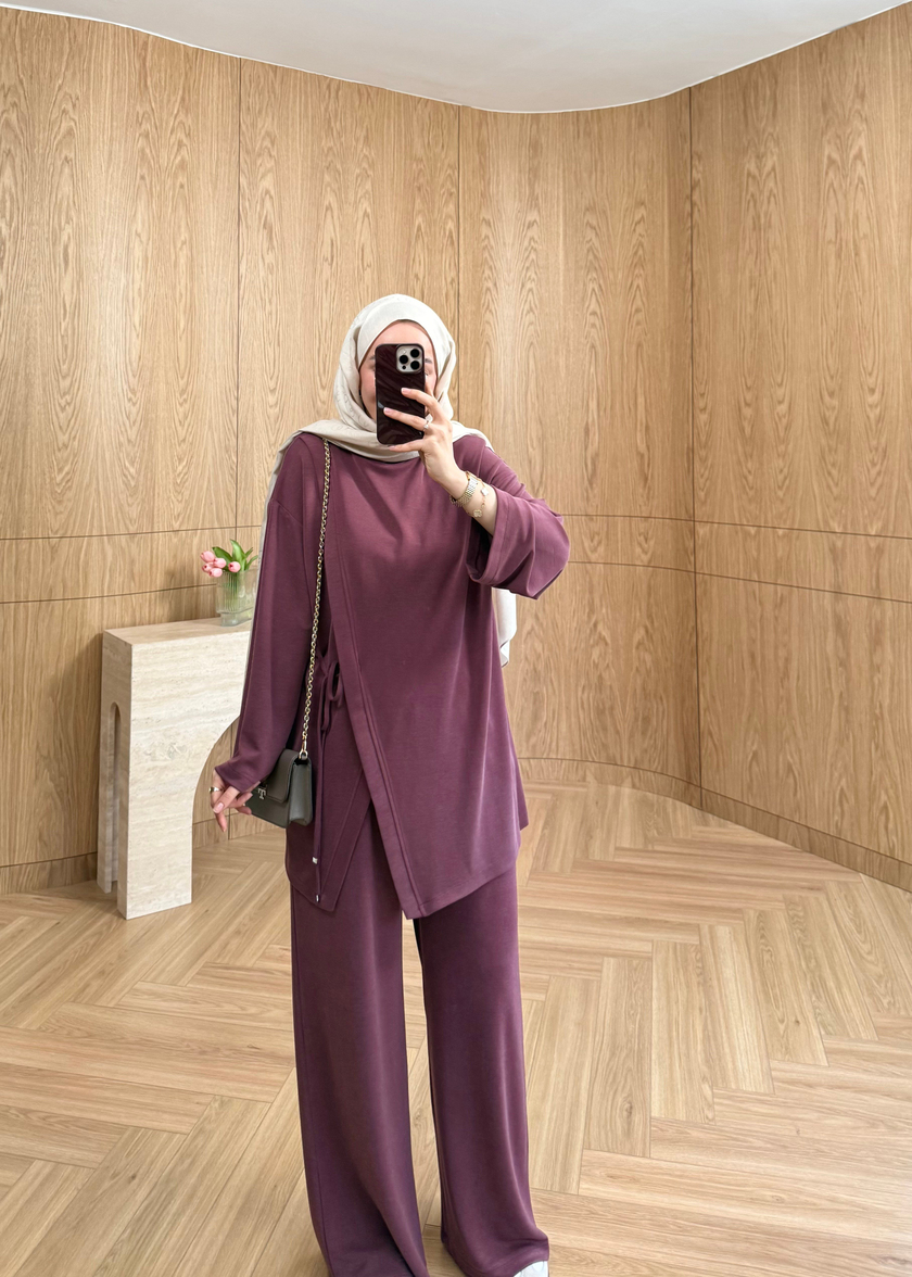 Yandan Bağcıklı Oysh Takım Mürdüm