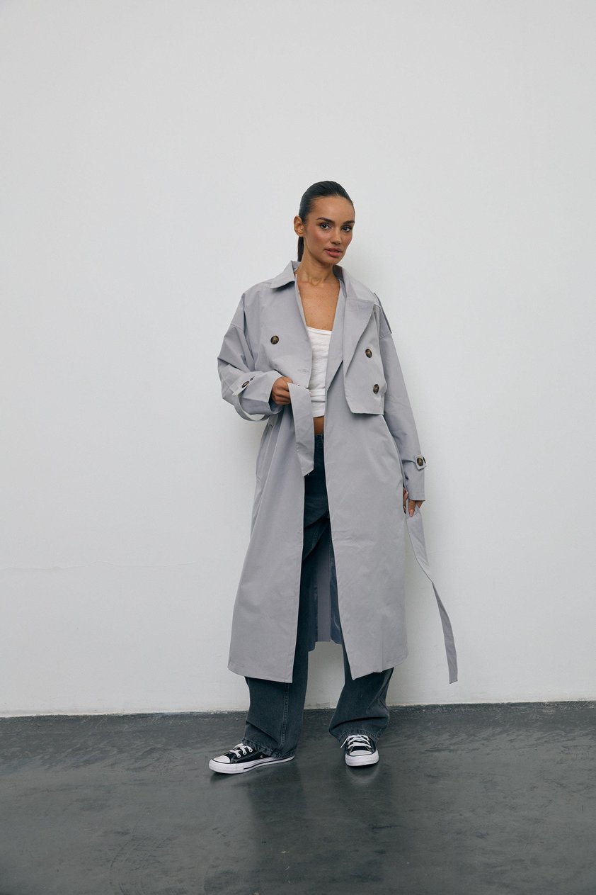 Gri Oversize Trençkot