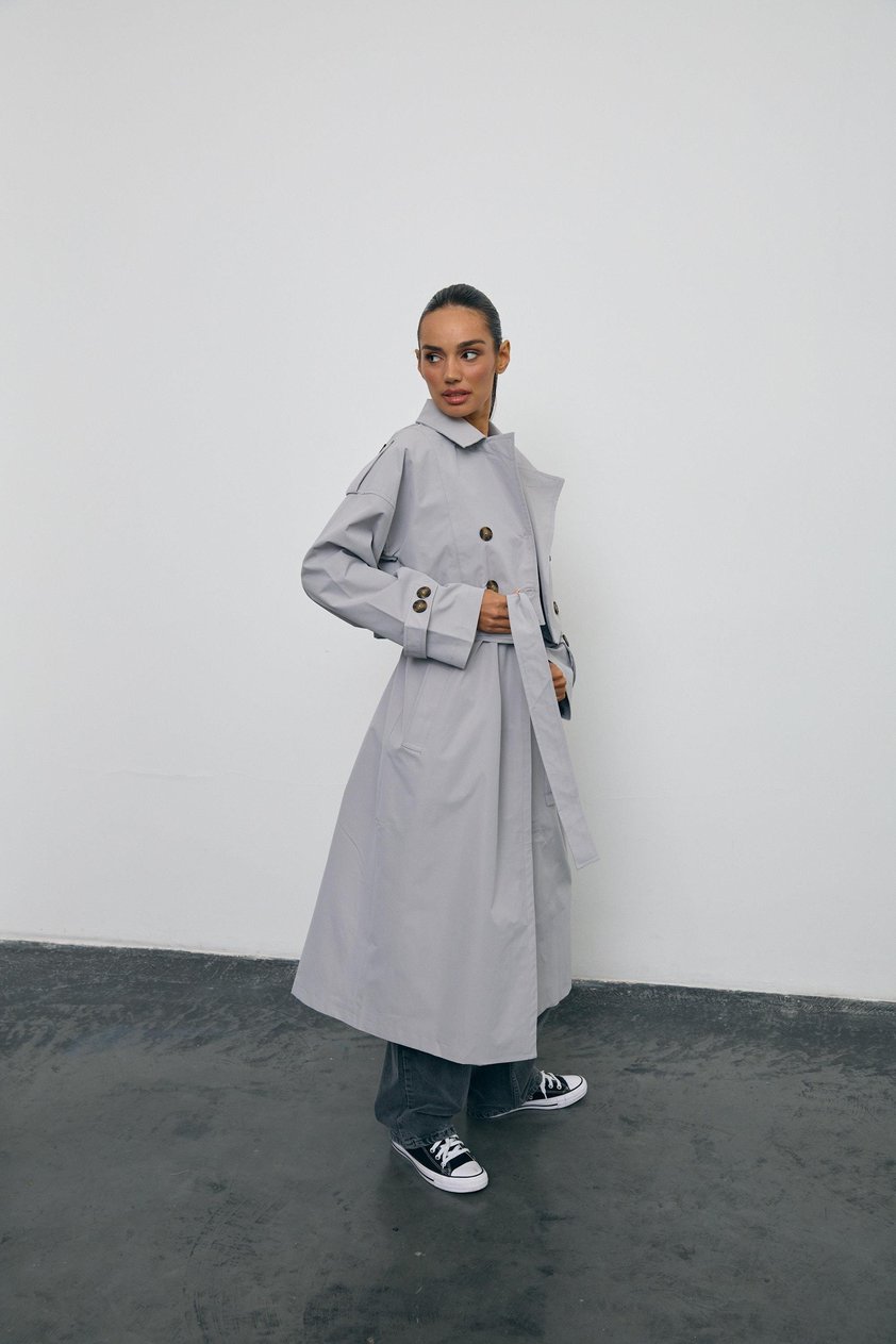 Gri Oversize Trençkot