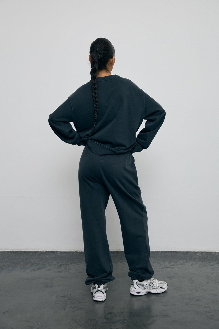 Siyah Yıkama Efektli Jogger