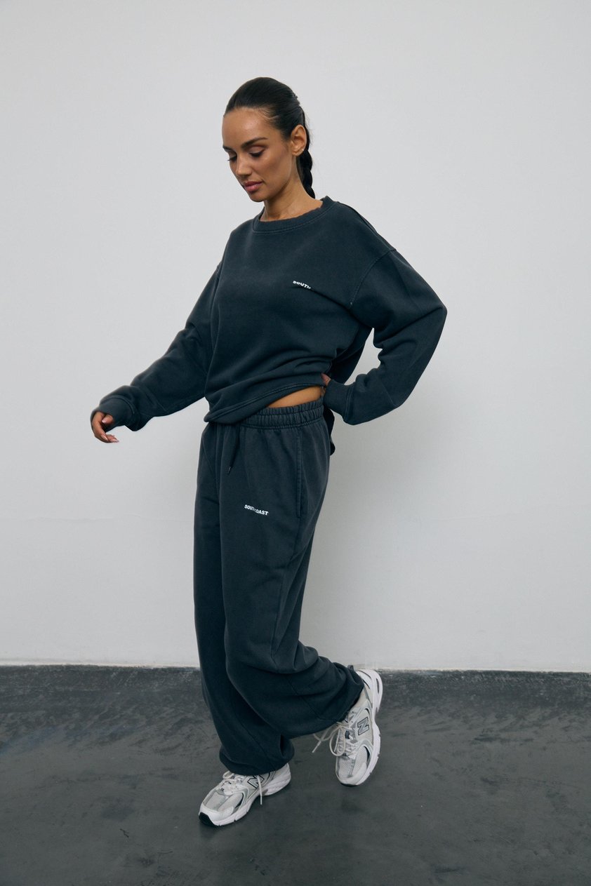 Siyah Yıkama Efektli Jogger