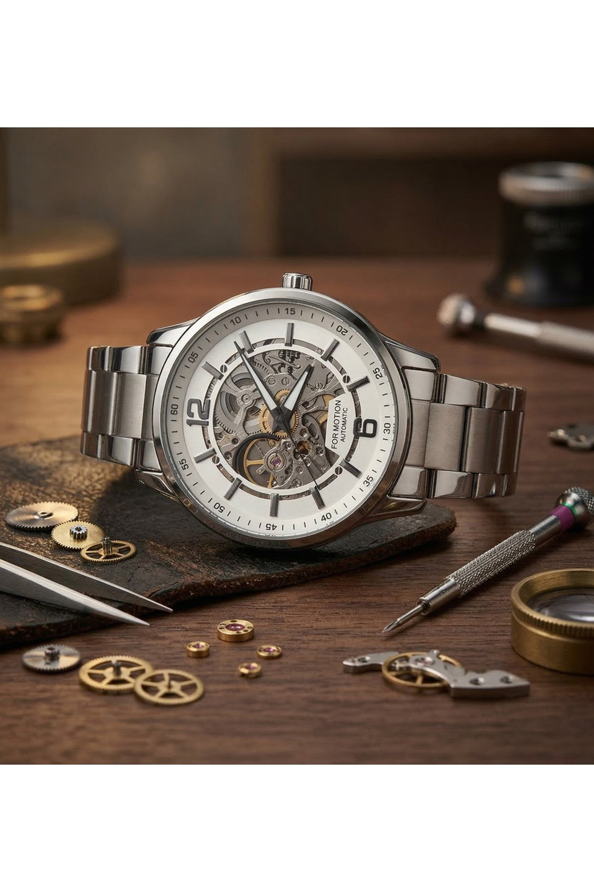 For Motion Otomatik Erkek Kol Saati 44 mm Çelik Kordon Skeleton Mekanizma – 3 ATM