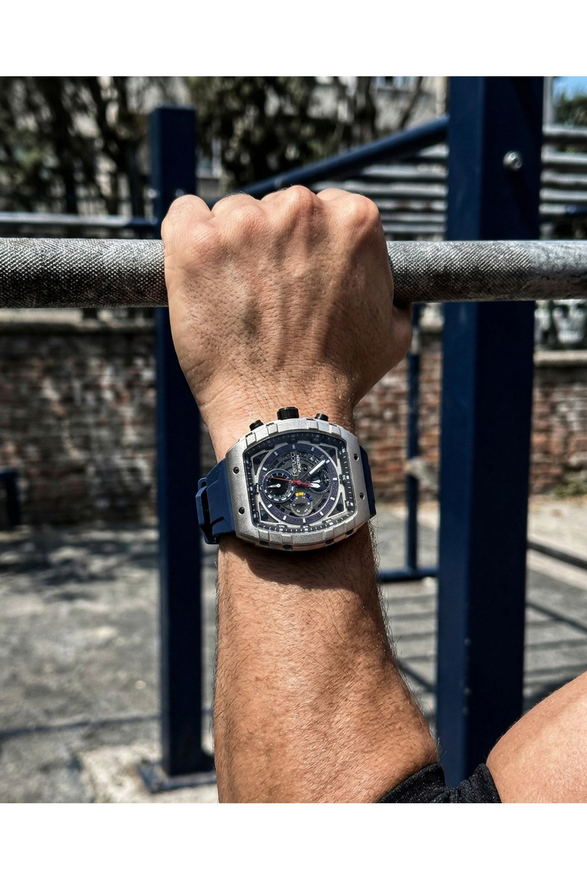 Function 45 mm Erkek Kol Saati Lacivert Silikon Kordon Büyük Kasa Takvimli Spor Saat