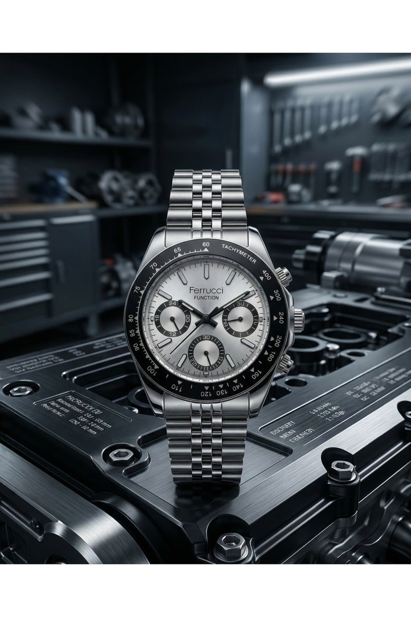 Function Erkek Kol Saati 40 mm Çelik Kordon Takvimli Multifonksiyon Quartz Saat