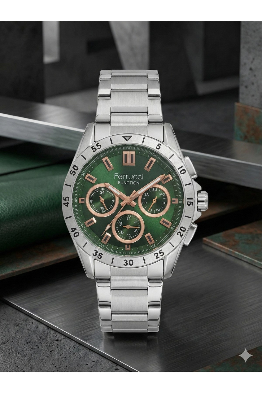 Function Erkek Kol Saati 43 mm Çelik Yeşil Kadran