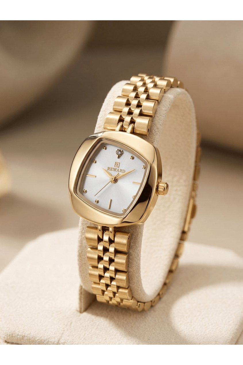 Kadın Kol Saati 27 mm Gold Çelik Kordon 5 ATM Şık Tasarım