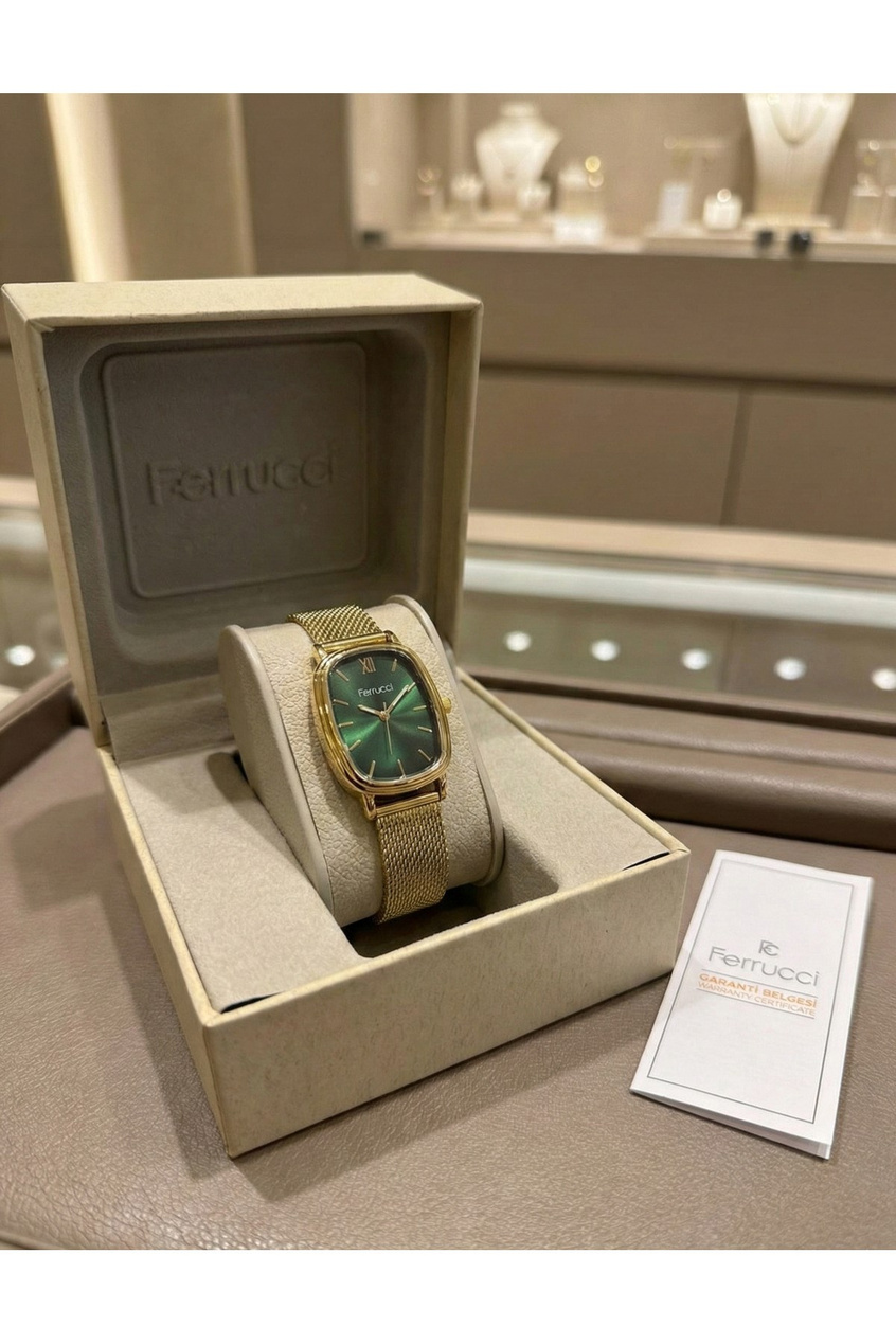 Kadın Kol Saati Gold Hasır Kordon Yeşil Kadran 31-35 mm Quartz