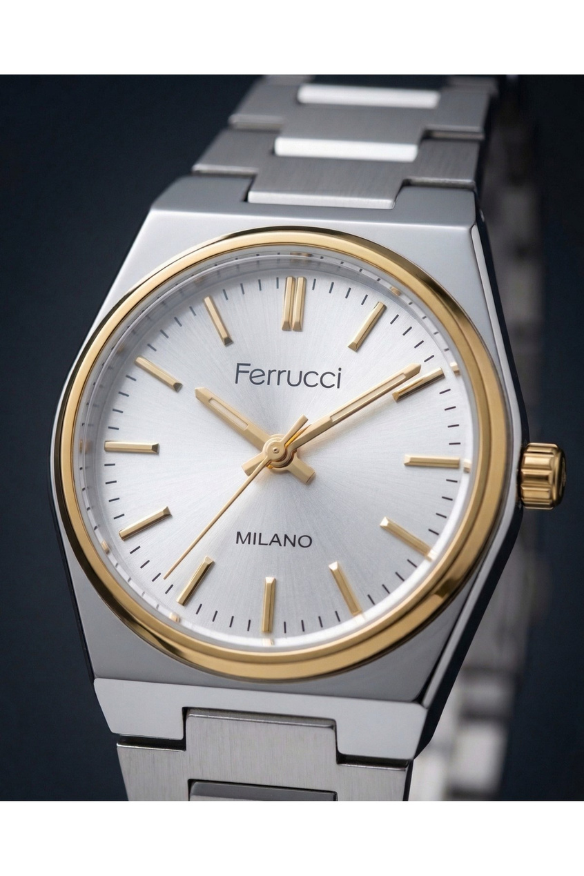 Milano Kadın Kol Saati 26 mm Çift Renk Çelik Kordon Beyaz Kadran Minimal Quartz