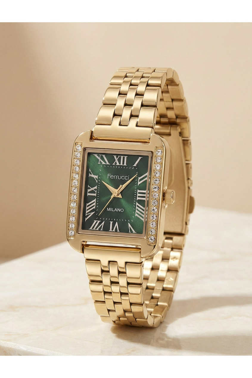 Milano Kadın Kol Saati Gold Taşlı Dikdörtgen Kasa 26-30 mm Quartz