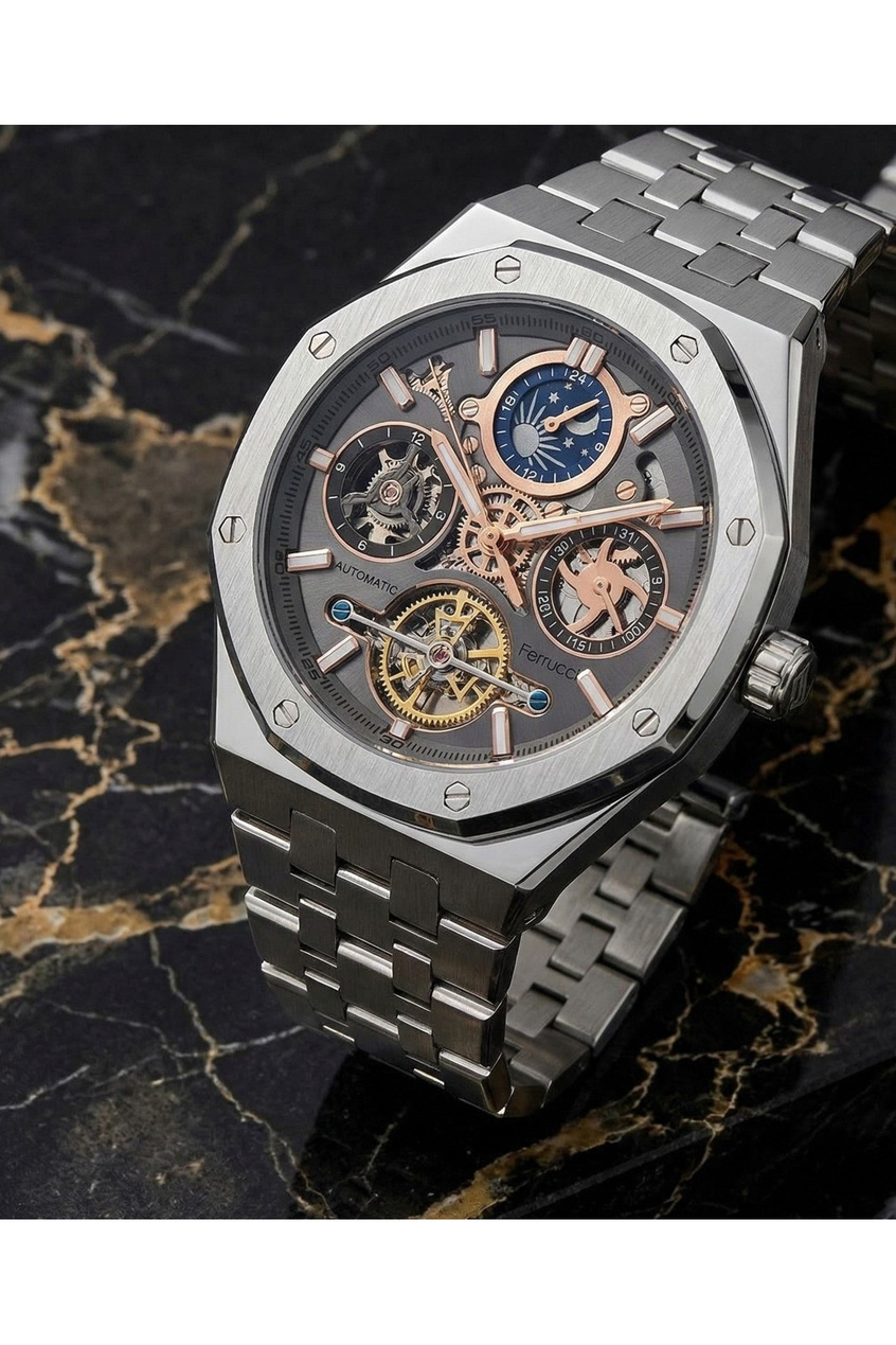 Otomatik Erkek Kol Saati 44 mm Çelik Kordon Skeleton Mekanizma Şeffaf Arka Kapak
