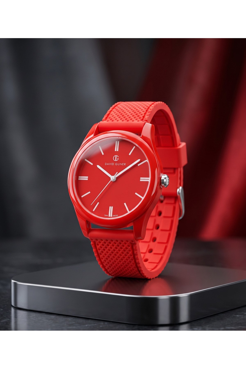 San Diego 39mm Unisex Kırmızı Silikon Kordon Spor Saat – Neon Kırmızı Casual Tasarım Günlük Kol Saati
