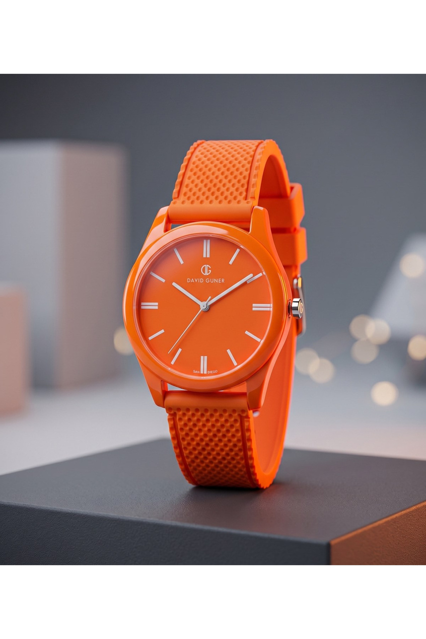 San Diego 39mm Unisex Turuncu Silikon Kordon Spor Saat – Neon Turuncu Genç Stil Casual Kol Saati