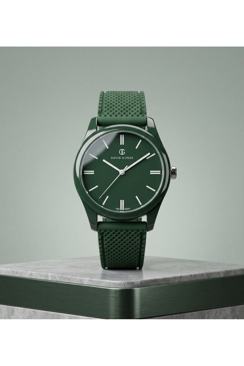 San Diego 39mm Unisex Yeşil Silikon Kordon Spor Saat – Koyu Yeşil Casual Genç Stil Kol Saati